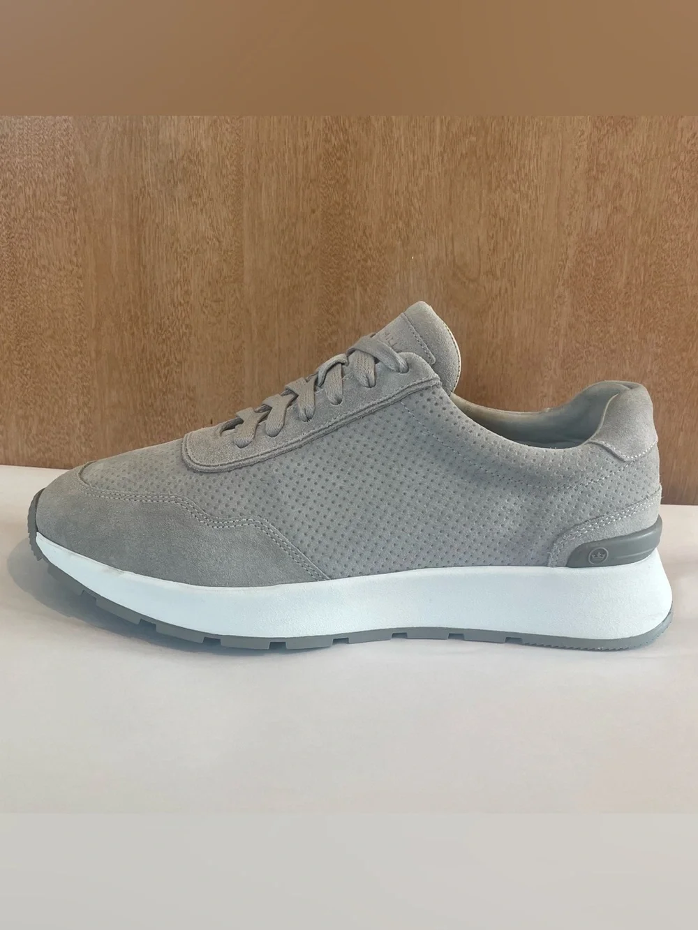 Peter Millar Wayfare Runner Golf Mens Sz US 10.5 Pearl Gray Suede Comfort Shoes